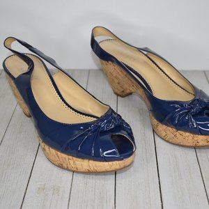 Franco Sarto Women's Pre-owned Size 8M Blue Wedges